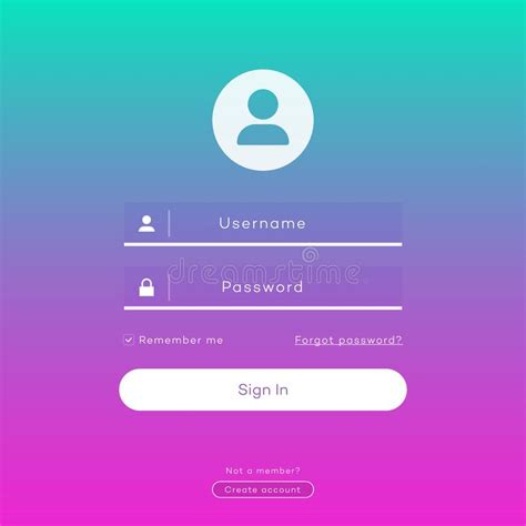 Login Form Page Template On Gradient Trendy Style Background Stock