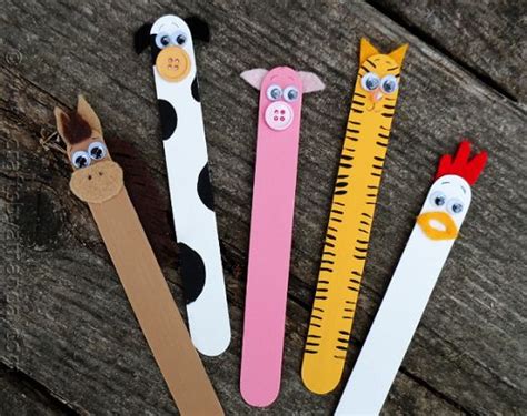 Animal Popsicle Stick Bookmarks Craft Pinterest