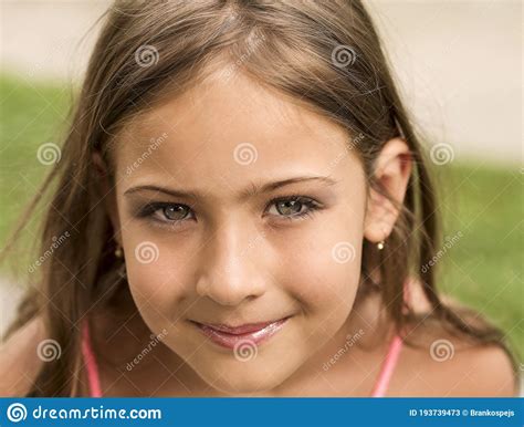 Portrait Of A Cute Happy Girl With Blue Eyes And A Beautiful Smile Stock Image Image Of Eyes