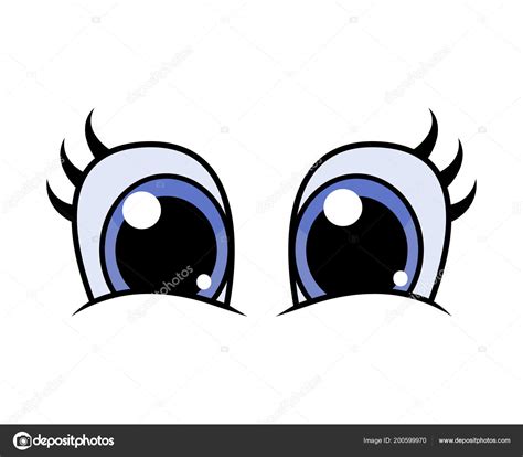 Dibujos Animados Personajes Ojos Con Pestañas Diseño Vectorial Aislado