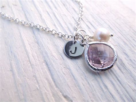 June Birthstone Necklace Alexandrite Necklace Initial Disc Etsy