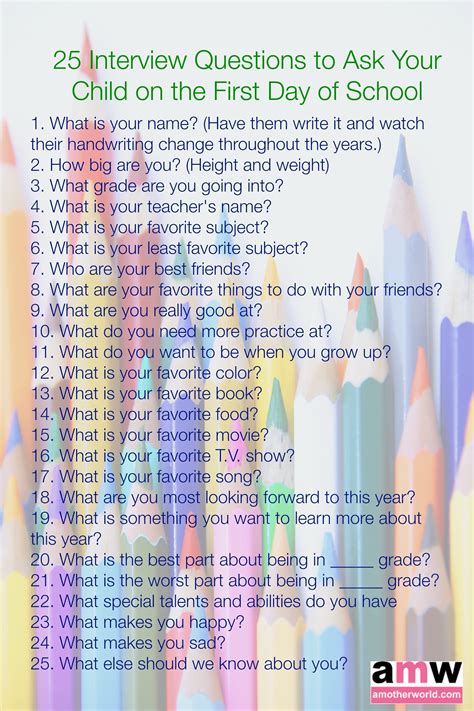 25 Interview Questions To Ask Your Child On The First Day Of School