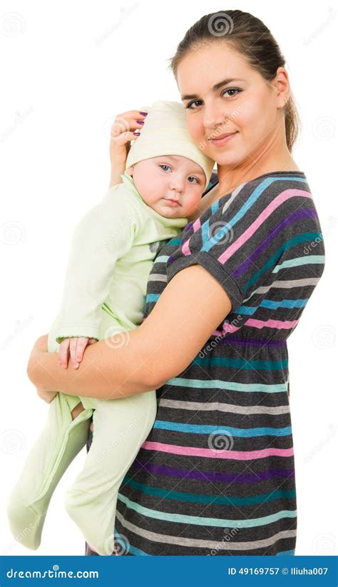 Beautiful Mother Holding The Hands Of His Baby Stock Image Image Of