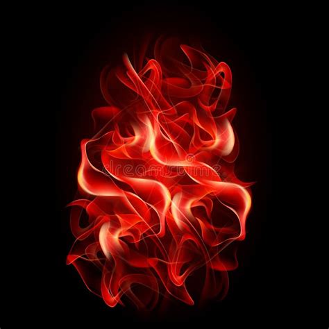 Realistic Flame Red Fire On Black Background Vector Stock Vector