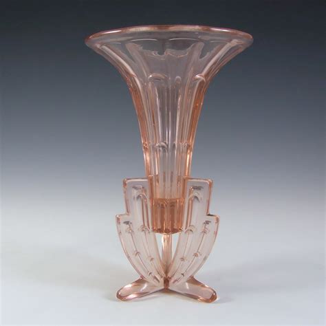 stunning 1930 s czech art deco pink glass rocket vase £23 75