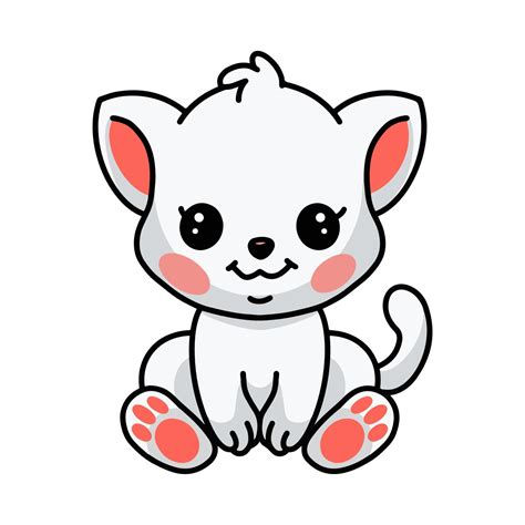 Cute Little White Cat Cartoon Sitting 8948574 Vector Art At Vecteezy