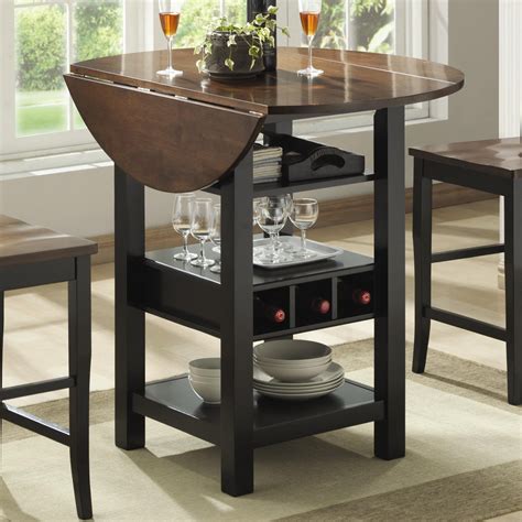 Ridgewood Counter Height Drop Leaf Dining Table With Storage Black