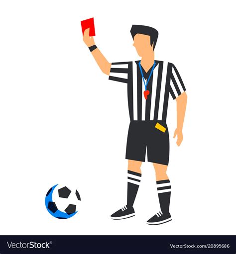 Abstract In Blue Football Referee With Red Card Vector Image