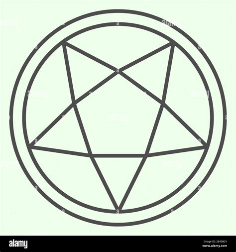 Pentagram Thin Line Icon Mystical Gothic Five Pointed Star In Circle