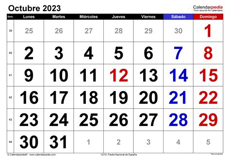 Calendario Octubre 2023 En Word Excel Y Pdf Calendarpedia Riset De