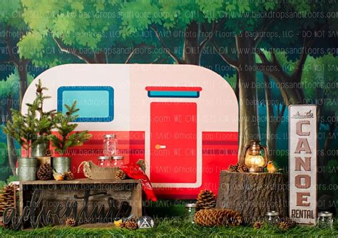 Vintage Camper Photography Backdrop Rv Camping Glamping Traveling