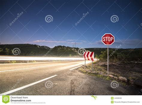 Long Exposure On Road At Night Stock Image Image Of
