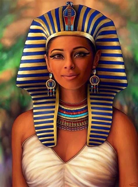 an egyptian woman with blue and gold jewelry