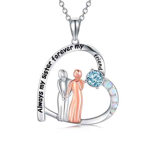 Sisgem Sisters Ts For Sisters Sterling Silver Sisters Heart Necklace