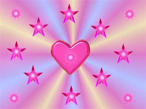 Pink Hearts And Stars Background Free Backgrounds For