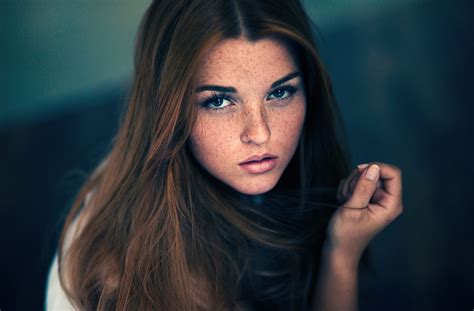 351962 Blue Eyes Brunette Face Freckles Model Woman 4k Wallpaper