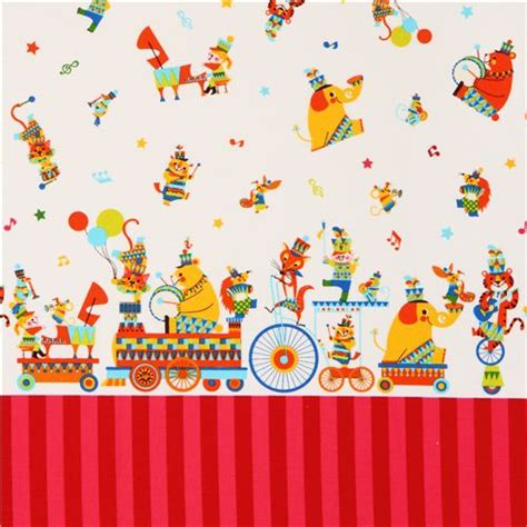 Kawaii Cosmo Double Border Animal Marching Band Oxford Fabric From