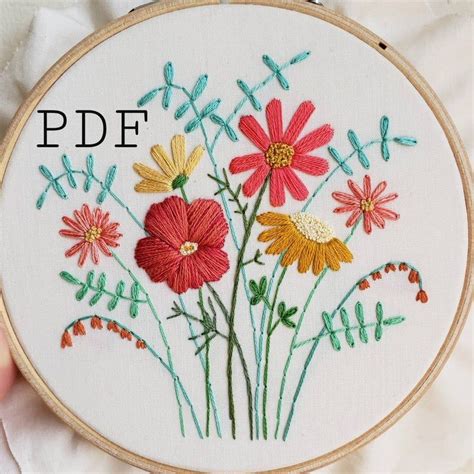 DIY Hand Embroidery Pattern PDF Hand Embroidered Flower | Etsy in 2021 ...