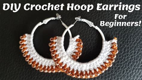 Diy Crochet Beaded Hoop Earrings For Beginners Hoop Crochet Easy