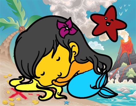 Colored Page Little Mermaid Chibi Sleeping Painted By User