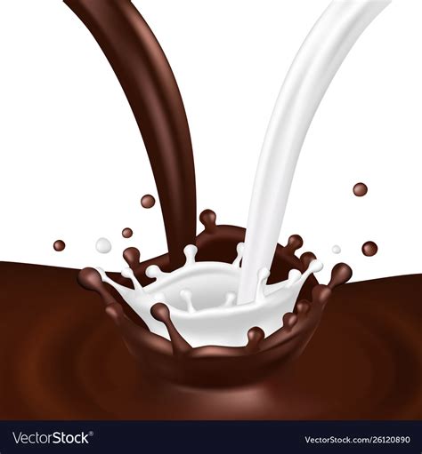 Realistic Splashes Milk And Chocolate Royalty Free Vector