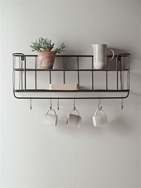 Beautiful & functional kitchen shelves. Industrial Shelf with Hooks - Small | Metal shelves, Small ...