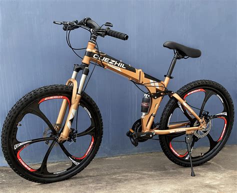 6 Spoke Foldable Mountain Bike Premium Gold And Black Bicycle
