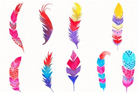 Watercolor Feathers Clipart Watercolor Feathers Feather Etsy