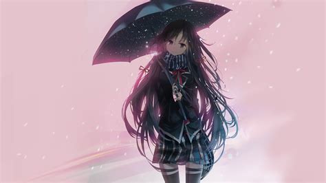 Wallpaper Illustration Anime Girls Umbrella School Uniform Yahari