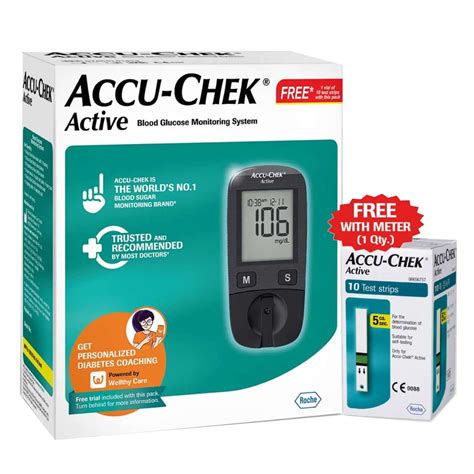 Buy Accu Chek Active Glucometer Kit With Free 10 Strips Online And Get