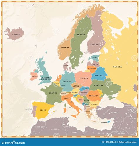 Vintage Europe Map Horizontal Stock Photography