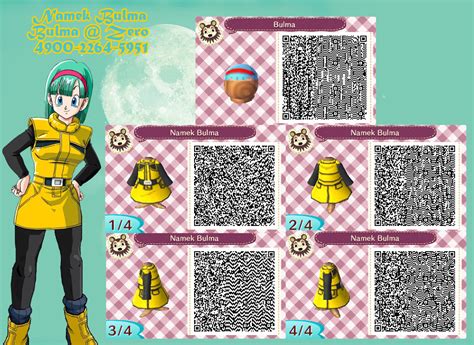 New leaf, new horizons, and happy home designer. Namek Bulma QR code for Animal Crossing: New Leaf #bulma #dragonball #dbz #animalcrossing ...
