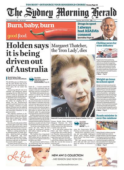 Margaret Thatchers Death International Newspaper