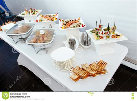 Catering Food Wedding White Beautiful Table 2 Stock