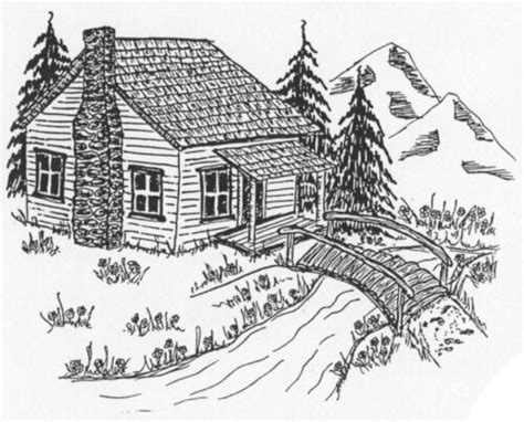 Unmounted Rubber Stamps Mountain Cabin Scenic Stamps Old Log Cabin