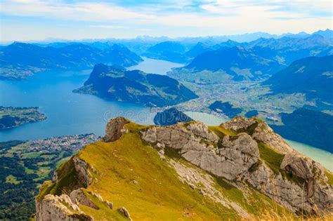 Beautiful Panoramic View On Lake Lucerne From Mount Pilatus