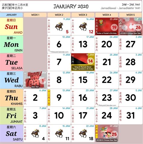 【2020年完整版日历出炉啦】附上大马各州公共假期，可以开始规划明年的行程咯 Simi Taiji 什麼太極