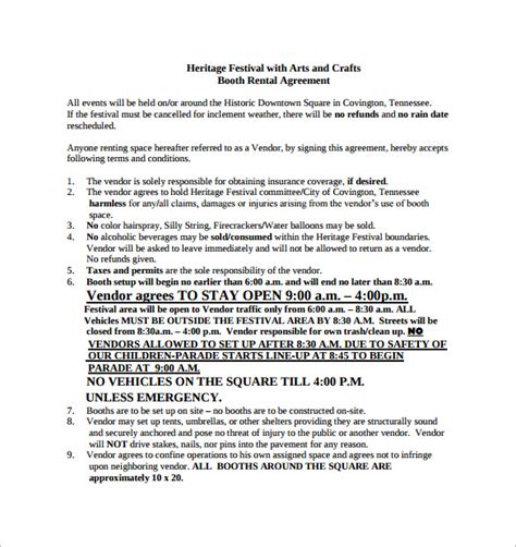 booth rental agreement    documents