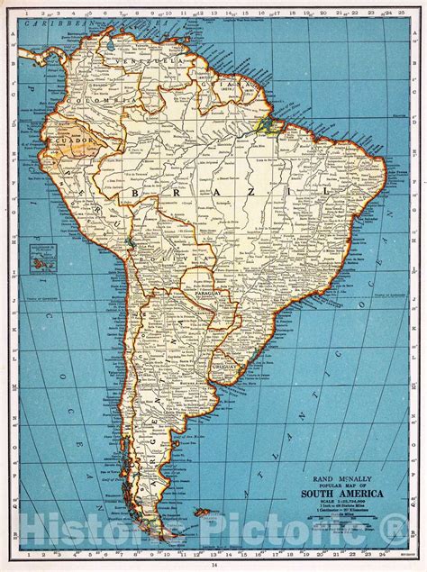 Historic Map 1939 Rand Mcnally Popular Map South America Vintage