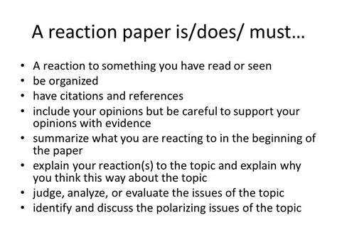 Are there any guidelines in writing it that must be followed? Writing in the Behavioral Sciences: What Is A Reaction ...