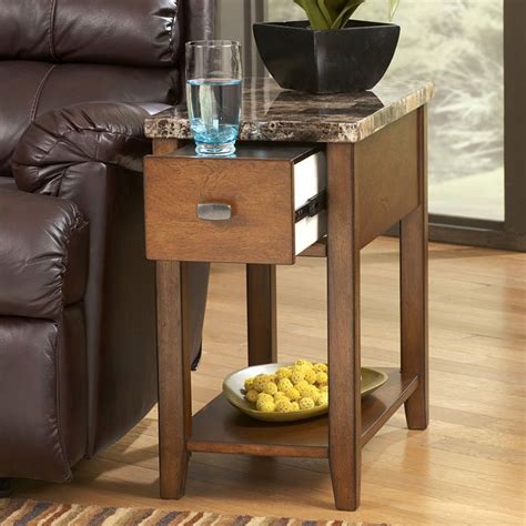 Faux Marble Top Chairside End Table Signature Design By Ashley