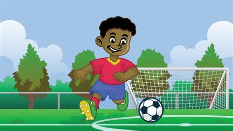 Cartoon Black Boy Soccer Player In The Field 23091894 Vector Art At