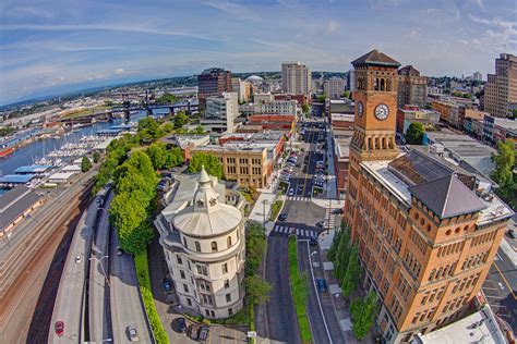 Tacoma Photo Aerial Tacoma Pacific Ave Clocktower Downtown
