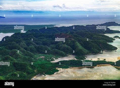 Aerial View On Beautiful Lagoons Karst Landform And Green Mangrove