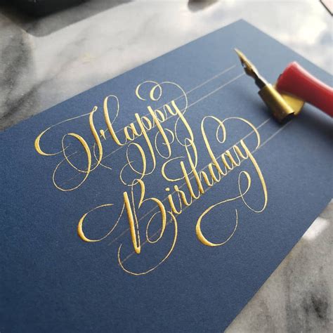 Happy Birthday Calligraphy Birthday Card Hand Lettering Alphabet