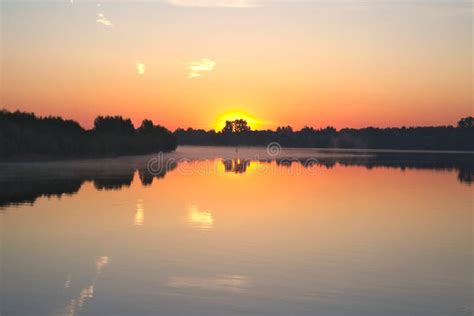 Dawn Over A Mist Covered River Stock Image Image Of Mirror Sunrise