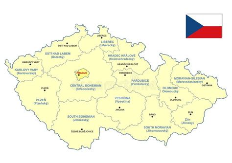 La república checa se convirtió en miembro de la organización mundial del comercio. Mapa Da República Checa Com Cidades Principais Ilustração ...