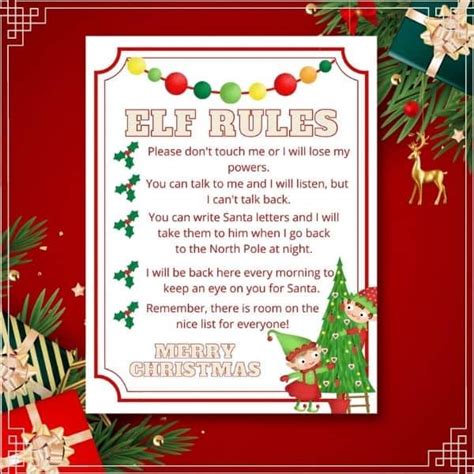 Elf On The Shelf Rules Printable For Kids