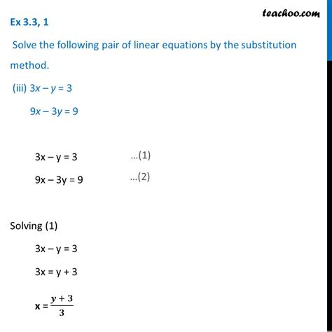 solve by substitution method 3x y 3 9x 3y 9 [with video]