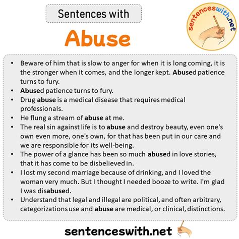 Sentences With Abuse Sentences About Abuse In English Sentenceswithnet